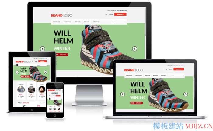 品牌鞋商品展示类响应式HTML5模板网站